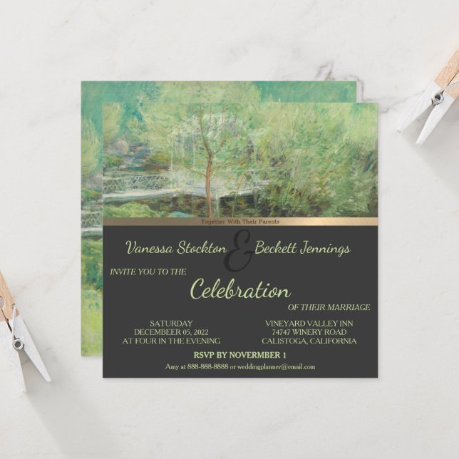 Schöne Vintage bemalte Gartenhochzeit Einladung (Vorderseite/Rückseite Beispiel)