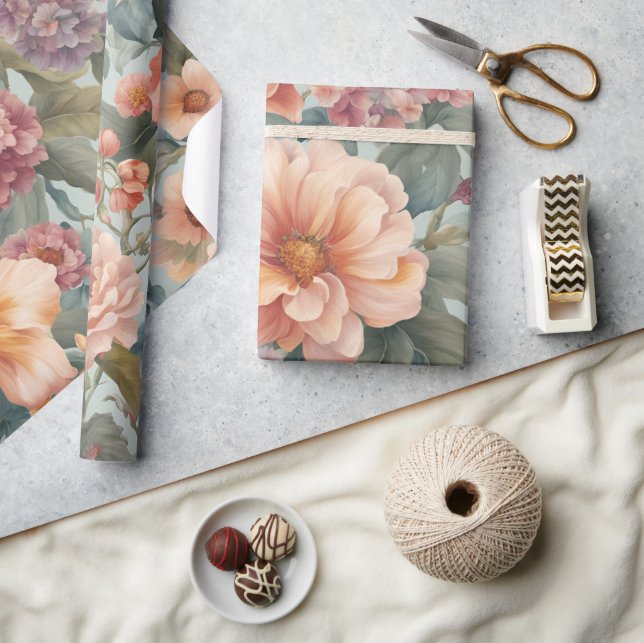 Schöne Vintage Blume Geschenkpapier (Kunsthandwerk)