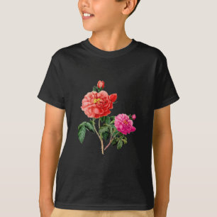 schöne, Vintage Blume in Rot und Rosa T-Shirt