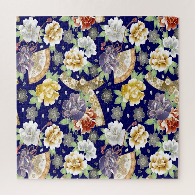 Schöne Vintage Blume und Ventilatoren Puzzle (Vertikal)