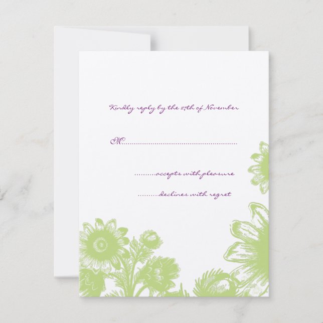 Schöne Vintage Blume Wedding RSVP Card (Vorderseite)