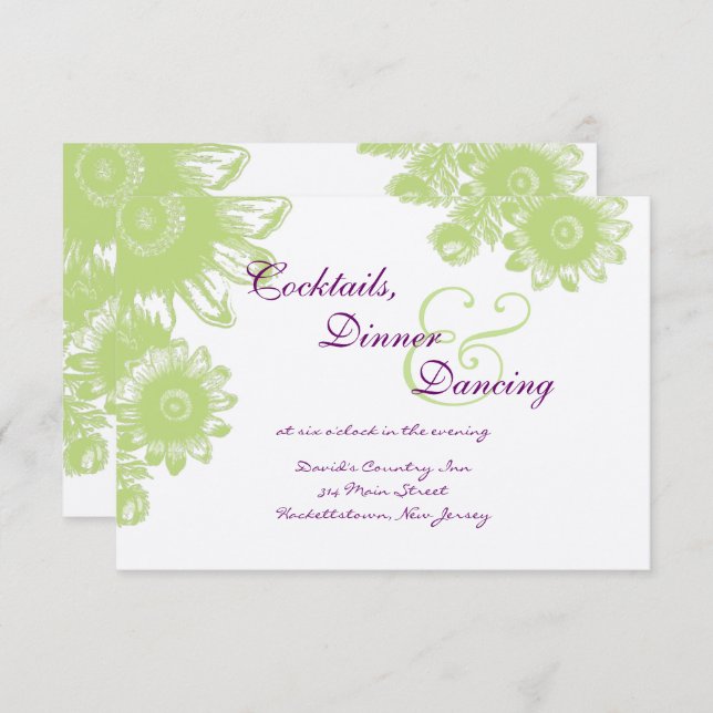 Schöne Vintage Blume Wedding RSVP Card Einladung (Vorne/Hinten)