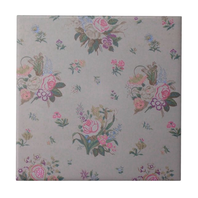Schöne Vintage-Blumen Fliese (Vorderseite)