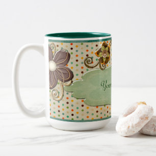 Schöne Vintage-Blumen GESCHENK mit individuellem N Zweifarbige Tasse