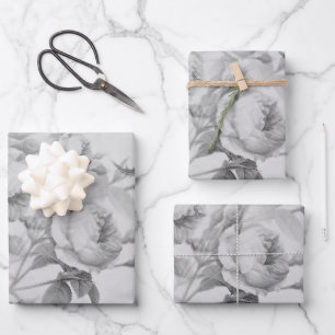 Schöne Vintage-Blumen Geschenkpapier Set