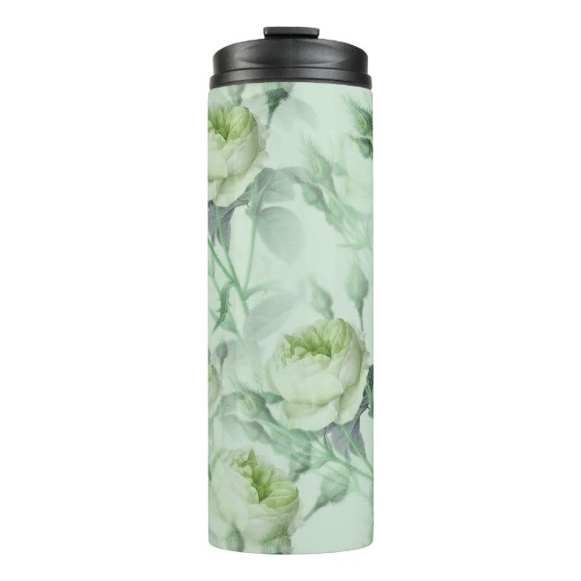 Schöne Vintage-Blumen Thermosbecher (Vorderseite)