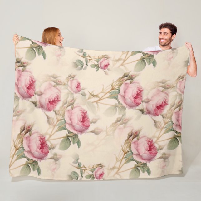 Schöne Vintage Blüte Fleecedecke (Beispiel)