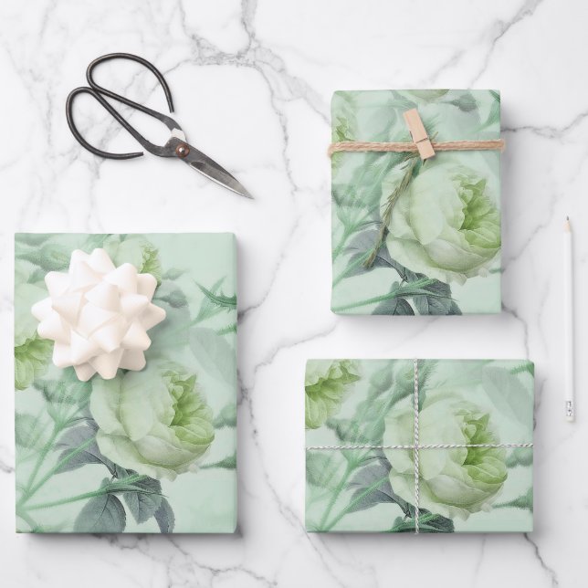 Schöne Vintage Blüte Geschenkpapier Set (Vorderseite)