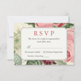 Schöne Vintage Blütenhochzeit RSVP Antwort