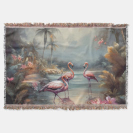 schöne Vintage botanische Gemälde Flamingos Decke