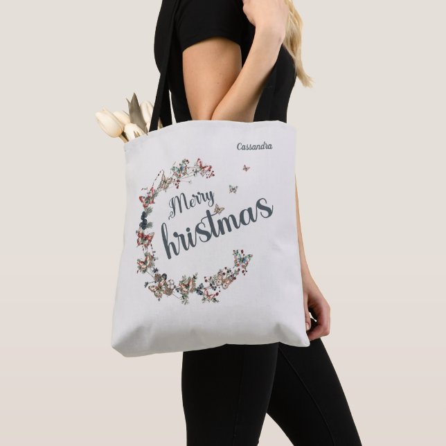 Schöne Vintage Butterfly Frohe Weihnachten (Von Nahem)