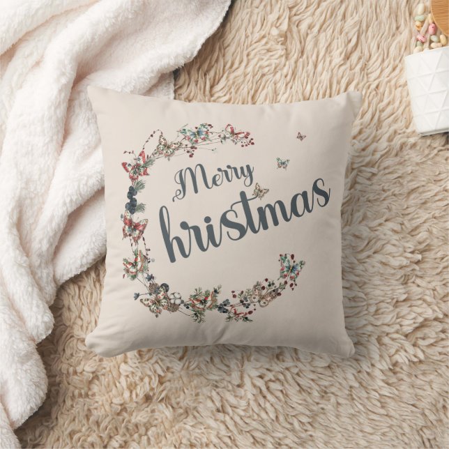 Schöne Vintage Butterfly Frohe Weihnachtsschnecke Kissen (Decke)