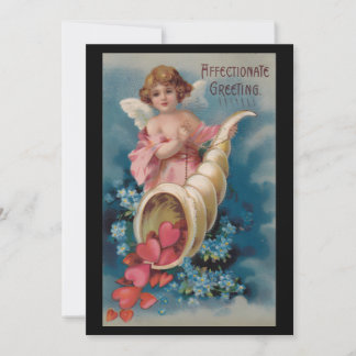 Schöne Vintage-Cherub-Füllhorn-Herzen Feiertagskarte