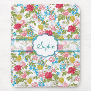 Schöne vintage chic moderne Rosen Blumenmuster Mousepad