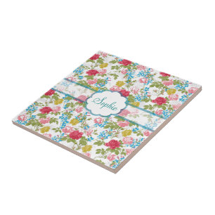 Schöne vintage-chic-trendy Rosen Blumenmuster Fliese
