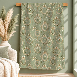 Schöne Vintage-Daisy-Sage-Grün-Bettdecke-Design Sherpadecke