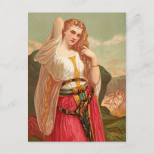 Schöne Vintage-Dame Postkarte