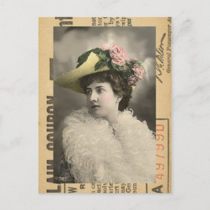 Schöne Vintage-Dame Postkarte