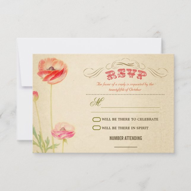 schöne Vintage Design Hochzeit rsvp (Vorderseite)