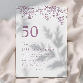 Schöne Vintage Dusty Rose 50. Geburtstag Einladung