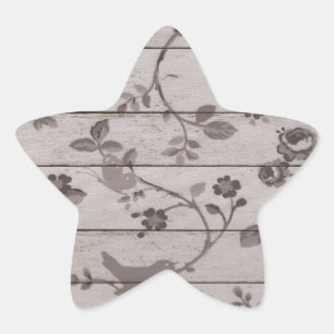 Schöne vintage elegante Blumen Vögel Schmetterling Stern-Aufkleber