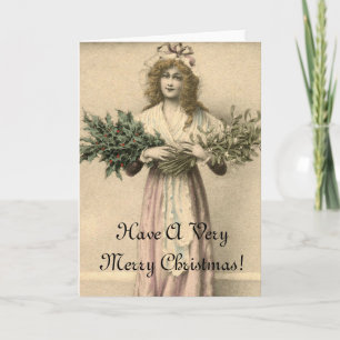 Schöne Vintage-Engel-Weihnachtskarte Feiertagskarte