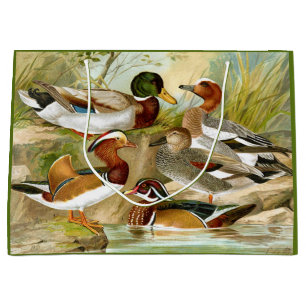 Schöne Vintage Enten am Teich Große Geschenktüte