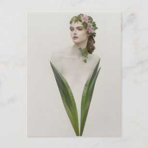 Schöne Vintage-Frau-Blumen-Postkarte Postkarte