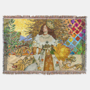 Schöne Vintage Frau Golden Sun Decke