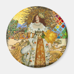 Schöne Vintage Frau Golden Sun Magnet