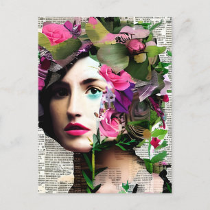 Schöne Vintage-Frauen Papier-Collage-Kunst Postkarte