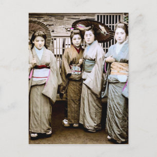 Schöne Vintage-Geisha in Kimonos Altes Japan Postkarte