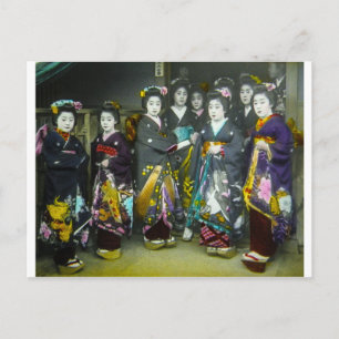 Schöne Vintage-Geisha-Japan-Magische Laterne-Folie Postkarte