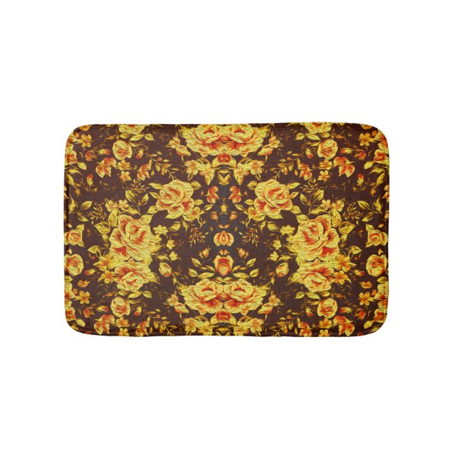 Schöne Vintage gelbe Blumen Badematte (Vorderseite)
