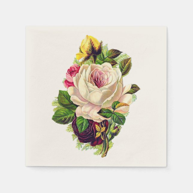 Schöne Vintage Giro Floral Kunst Serviette (Vorderseite)