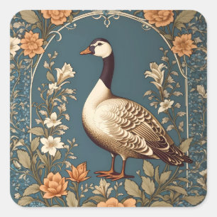 Schöne Vintage Goose William Morris Inspiriert Quadratischer Aufkleber