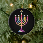 Schöne Vintage Hanukkah Menorah Happy Hanukkah Keramik Ornament<br><div class="desc">Schöne Vintage Hanukkah Menorah Happy Hanukkah</div>