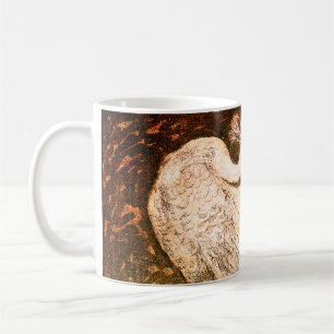 Schöne Vintage-Illustration eines weißen Pfaus Kaffeetasse