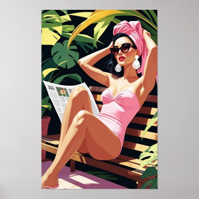 Schöne, vintage-inspirierte Frau Poster (Vorne)