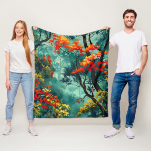 Schöne Vintage-Jungle-Muster-Wald-Blumen Fleecedecke