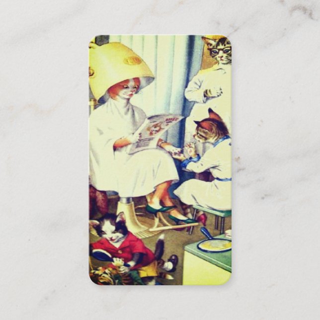 Schöne Vintage Katzen Schönheitssalon Visitenkarte (Vorderseite)