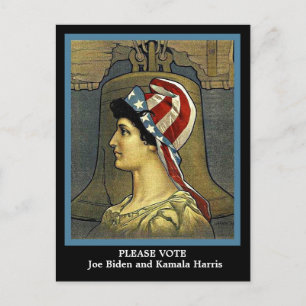 Schöne Vintage-Lady Liberty Pro Biden & Harris Postkarte