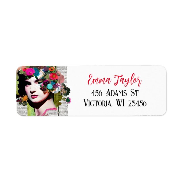 Schöne Vintage Lady Paper Collage Newspaper (Vorne)