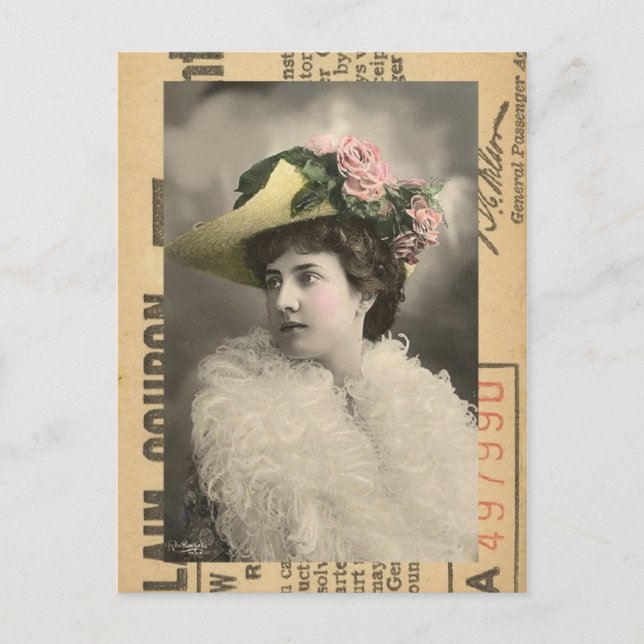 Schöne Vintage Lady Postkarte (Vorderseite)