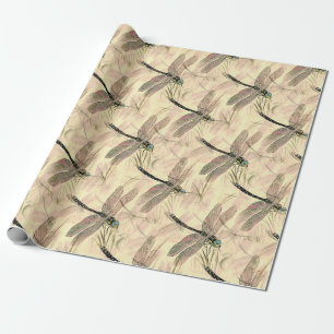 Schöne Vintage-Libellen-Muster-Geschenk Geschenkpapier