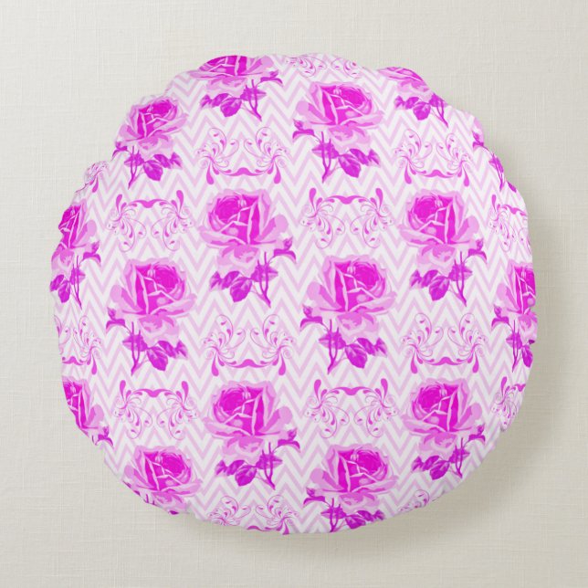 Schöne Vintage Lila Blüte Rundes Kissen (Vorderseite)