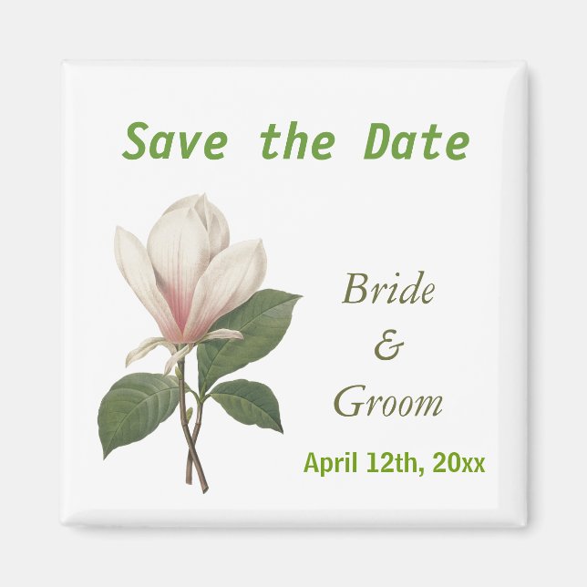 schöne Vintage Magnolische Blume Save the Date Magnet (Vorne)