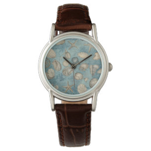 Schöne Vintage Muscheln in Blau Armbanduhr