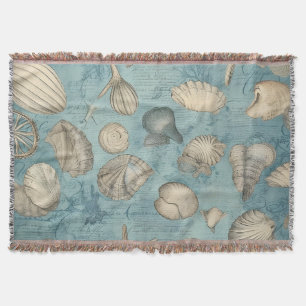 Schöne Vintage Muscheln in Blau Decke