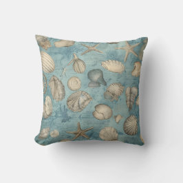 Schöne Vintage Muscheln in Blau Kissen